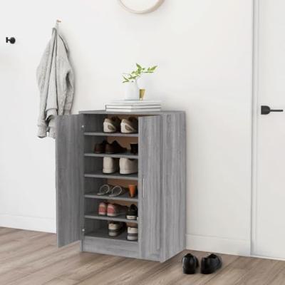 Schoenenkast 60x35x92 cm bewerkt hout grijs sonoma eikenkleurig