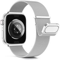Milanese band - Zilver - Extra sterke magneet - Geschikt voor Apple Watch 44mm / 45mm / 46mm / 49mm - thumbnail