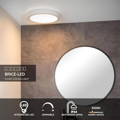 Lucide BRICE-LED - Plafonnière Badkamer - Ø 30 cm - LED Dimb. - 1x30W 3000K - IP44 - Wit