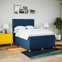 Boxspring met matras stof blauw 140x190 cm - thumbnail