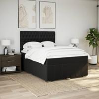 Boxspring met matras stof zwart 160x200 cm - thumbnail