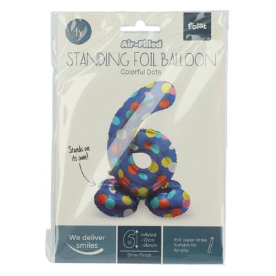 Folat BV Staande folieballon colorful dots cijfer 6 - 72cm Folat BV Staande folieballon colorful dots cijfer 6 - 72cm