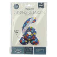 Folat BV Staande folieballon colorful dots cijfer 6 - 72cm - thumbnail