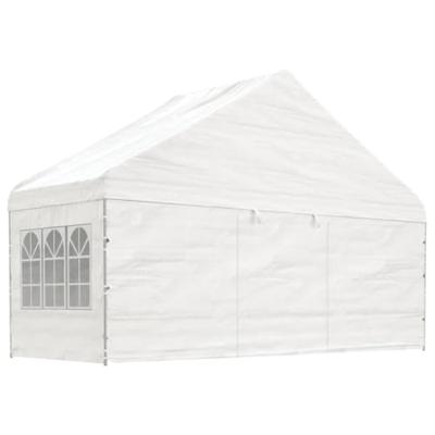 Prieel met dak 15,61x5,88x3,75 m polyetheen wit