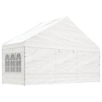 Prieel met dak 15,61x5,88x3,75 m polyetheen wit - thumbnail