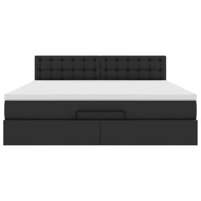 Ottoman bed met matras 180x200cm kunstleer zwart