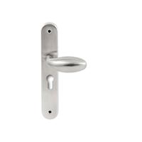 Hardbrass Knopkruk Golf op ovaal langschild profielcilindergat 55mm - RVS - thumbnail