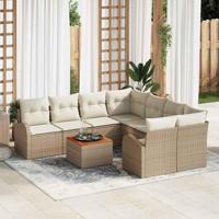 Tuinbankenset met opslag 9 pcs Beige en Crème poly rattan - thumbnail