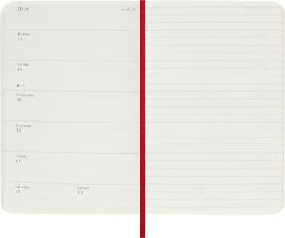 Moleskine 12 Monate Wochen Notizkalender 2026, Pocket/A6, 1 Wo = 1 Seite, rechts linierte Seite, Weicher Einband, Scharlachrot