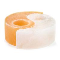 Zoutsteen Waxinelichthouder Oranje/wit Rond Yin Yang (1600 - 1800 gram) 14.5 x 15.5 x 5 cm - thumbnail
