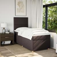 Boxspring met matras stof donkerbruin 140x200 cm - thumbnail