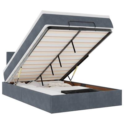 Ottoman bed met matras 90x190cm fluweel donkergrijs - thumbnail