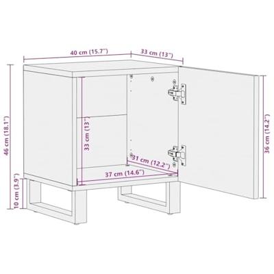 Nachtkastjes 2 st 40x33x46 cm massief mangohout zwart