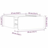 Wandbevestigde nachttafel 2 pcs Bruin 39 x 34 x 16.5 cm - thumbnail