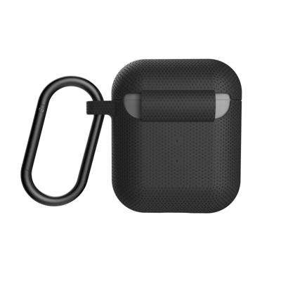U by UAG [U] DOT Soft Touch siliconen hoes Apple Airpods 2 (2019) / Apple Airpods 1 (2016) [Wireless Charging compatibel (LED zichtbaar), Lightning-aansluiting afdekking, karabijnhaak] zwart
