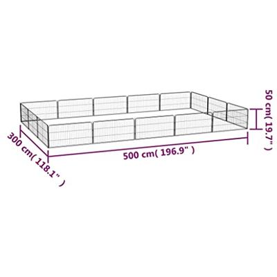 Hondenkennel 16 panelen 100x50 cm gepoedercoat staal zwart
