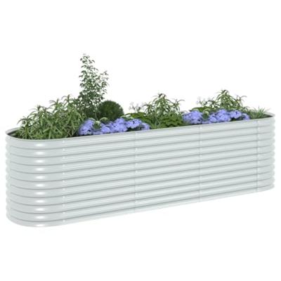 Plantenbak verhoogd 320x80x81 cm gegalvaniseerd staal zilver - thumbnail