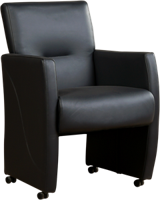 Donkerblauwe leren moderne eetkamerfauteuil Pleasure - Toledo Leer Pacific (donkerblauw leer) - thumbnail