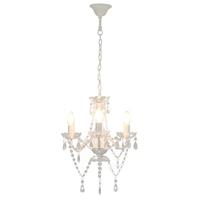 Kroonluchter met kralen rond 3xE14 wit - thumbnail