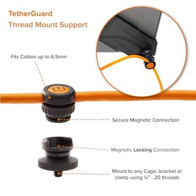Tether Tools TetherPro Optima 10G Mobile Tethering Kit, 6&apos; (1.8m), straight orange, AeroTab Large ThreadMount