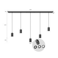 Lampen pendel Calex Multi pendule set zwart 5x E27 - thumbnail