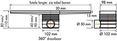 Easy Drain Multi inbouwdeel zonder rooster met waterslot 30/35/50mm 9.8x80cm inbouwdiepte vanaf 79mm met zijuitloop edmi800 Easy Drain Multi inbouwdeel zonder rooster met waterslot 30/35/50mm 9.8x80cm inbouwdiepte vanaf 79mm met zijuitloop edmi800