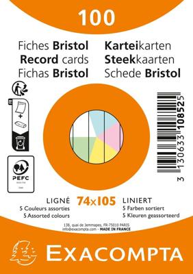 Flashcard Exacompta 74x105mm lijn 5 kleuren 100 vel Flashcard Exacompta 74x105mm lijn 5 kleuren 100 vel