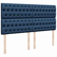 Boxspring met matras stof blauw 200x200 cm - thumbnail