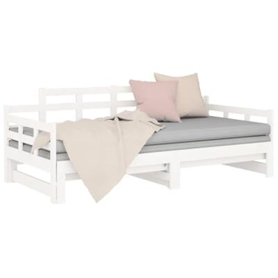 Slaapbank uitschuifbaar massief grenenhout wit 2x(80x200) cm