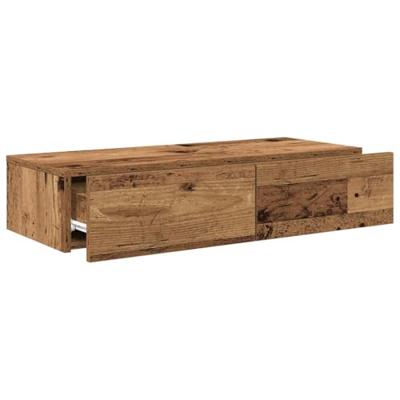 Wandschap met lades 80x33x17 cm bewerkt hout oud houtkleurig