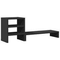 Monitorstandaard met bureau-organizer bewerkt hout zwart - thumbnail
