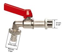 GARDENA kogel-uitloopventiel 1/2" waterkraan (zilver/rood, 7332-20) - thumbnail