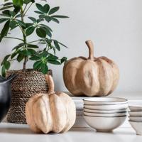 MUST Living Decoratie 'Pumpinks' Teakhout, Set van 2 stuks - thumbnail