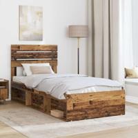 Bedframe met hoofdeinde Oudhout 90 x 190 cm Massief grenenhout - thumbnail