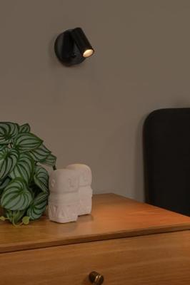 Lucide TONI - Oplaadbare Wandspot / Wandlamp - Accu/Batterij - Ø 8,1 cm - LED Dimb. - CCT - 1x2W 2700K/4000K - Bewegingssensor (uitschakelbaar) - Magnetisch - Zwart