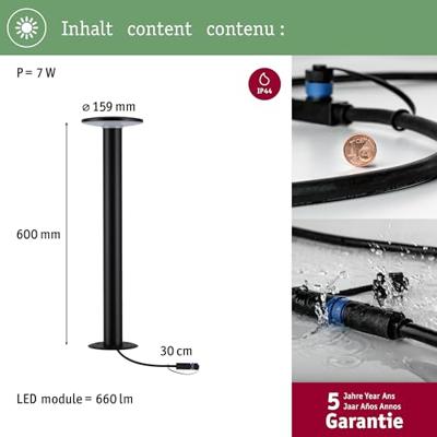 Paulmann P+S Poller Plate IP44 2200K 94723 Verlichtingssysteem Plug&Shine LED-tuinspot LED 7 W Goud Antraciet