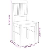 Eetkamerstoelen met kussens 2 st massief hout rubber wit - thumbnail