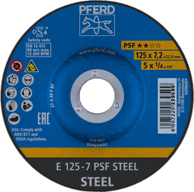 PFERD TOOLS 62012634 Psf Steel Afbraamschijf gebogen Diameter 125 mm Boordiameter 22.23 mm 10 stuk(s)
