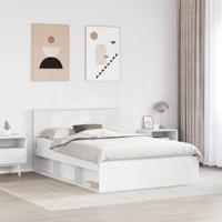 Bedframe met hoofdeinde Wit 140 x 190 cm Bewerkt hout - thumbnail