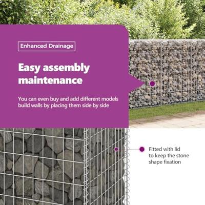 Schanskorfmuur met deksels 200x60x100 cm gegalvaniseerd staal Schanskorfmuur met deksels 200x60x100 cm gegalvaniseerd staal