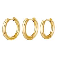 Creolen set 3 hoop oorbellen Goud - thumbnail
