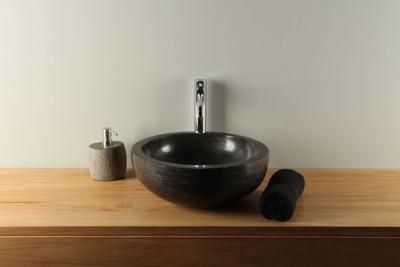 Rundwaschbecken Ø 40 cm Natursteinwaschbecken, Chinesische Hartstein Waschschale BE-006zk