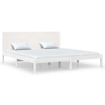 Bedframe extra lang zonder matras massief hout wit 200x210 cm