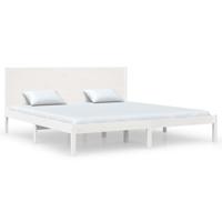 Bedframe extra lang zonder matras massief hout wit 200x210 cm - thumbnail
