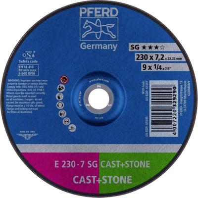 PFERD TOOLS 62914720 E 230-7 SG CAST+STONE Afbraamschijf gebogen Diameter 230 mm Boordiameter 22.23 mm Aluminium legering, Gietijzer, Giethuid, Beton, Titanium PFERD TOOLS 62914720 E 230-7 SG CAST+STONE Afbraamschijf gebogen Diameter 230 mm Boordiameter 22.23 mm Aluminium legering, Gietijzer, Giethuid, Beton, Titanium