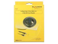DeLOCK In-Desk Hub 3 Port USB 3.0 + 2 Slot SD Card Reader kaartlezer - thumbnail