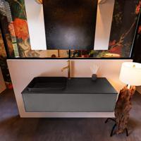Badkamermeubelset Mondiaz Erin 120 cm met 1 Lade met RIDGE Wastafel Links Urban met 1 kraangat Greeploos Mat Dark Grey - thumbnail