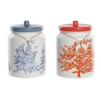 Tin DKD Home Decor Blauw Koraal Fuchsia Wit Dolomite (2 Stuks) (15 x 15 x 22 cm) - thumbnail