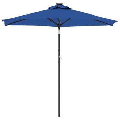 VidaXL Parasol met led's en stalen paal 225x225x212 cm azuurblauw