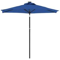 VidaXL Parasol met led&apos;s en stalen paal 225x225x212 cm azuurblauw - thumbnail